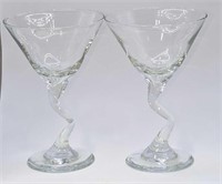 2 Mexican Martini Zig Zag Stem Martini Glasses A