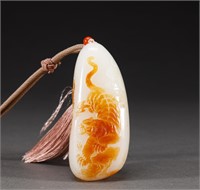 Hetian jade seed handle of Qing Dynasty