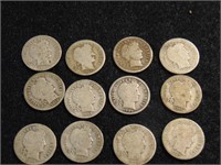 approx (12) Silver Barber Dimes