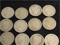 approx (12) Silver Barber Quarters