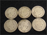 approx (6) Silver Barber Half Dollars