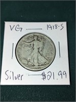 VG 1918-S Silver Walking Liberty