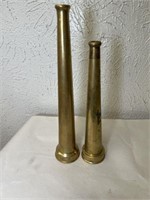 ANTIQUE 10, 8 INCH BRASS FIRE NOZZLES