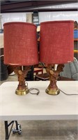 2 Rooster Lamps. Shades Need Repair or Replaced.
