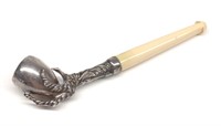 Antique .800 Silver Claw Smoking Pipe