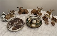 Deer figurines & plates