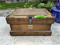 Wood box with brass corners.  23 x 17 x 12