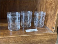 Set of 3 - Etched Crystal Jelly Glasses