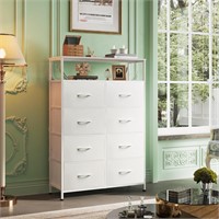 8 Drawer Fabric Chest Tower, White, 46x31x12"