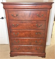 Five Drawer Dresser with Overhanging Top