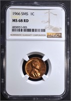 1966 SMS LINCOLN CENT NGC MS68RD