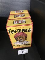 3 Boxes Of Vintage Fun-To-Wash Washing Powder.