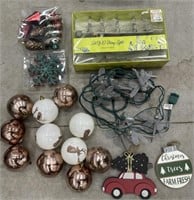Christmas ornaments *plastic and wood, and