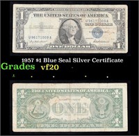 1957 $1 Blue Seal Silver Certificate Grades vf, ve