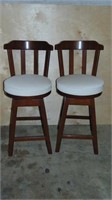 Pair of Walnut Finish Bar Stools