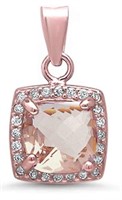 Cushion Cut 2.85 ct Morganite Designer Pendant