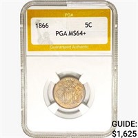 1866 Shield Nickel PGA MS64+