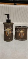 Whitetail themed soap dispenser and toothbrush