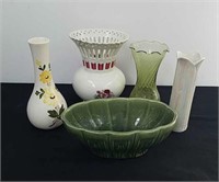 Vintage vases and a Haeger planter