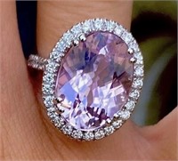 $15,631  17.23 cts Kunzite & Diamond 14k Ring