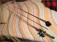 FISHING POLE AND REEL = FLY POLE AND REEL