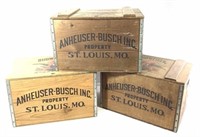 (3) Anheuser Busch Advertising Wood Crates
