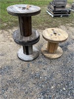 Three wooden spools