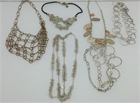 6 pc metal link fashion necklaces