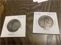 (2) Half Dollars 1938P, 1923S