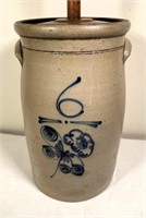 antique 6 gal. crockery churn- VG condition