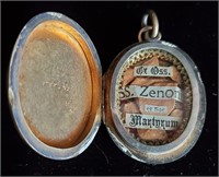 A Grand Sterling Silver Large Relic Of Saint Zeno