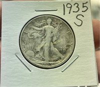 1935 S SILVER WALKING LIBERTY HALF DOLLAR