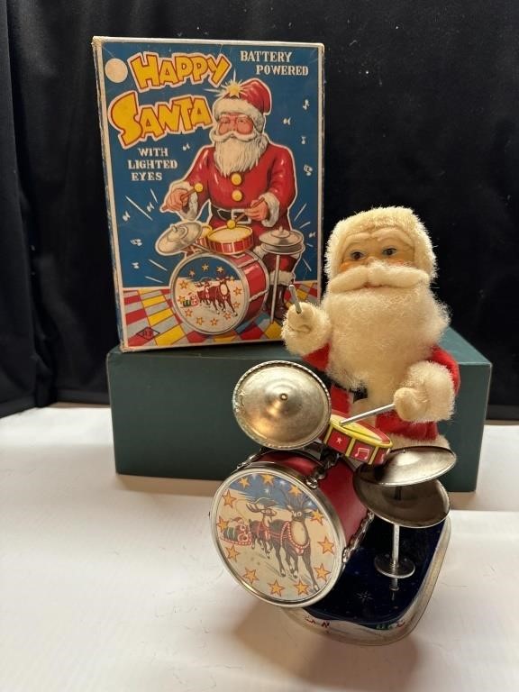 Vintage Alps Happy  Santa Tin Battery Operated