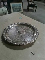 Round silver-plated tray