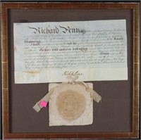 Richard Penn. Signed commission. 1772. Vellum.
