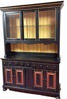 BEAUTIFUL BLACK HUTCH COFFEE BAR CABINET 57"W 82"T