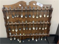 Souvenir Spoons & Rack.