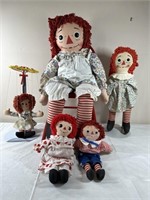 Doll chair and Raggedy Ann dolls