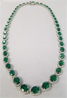 14K Gold Emerald & Diamond 17.25" necklace