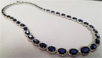 14K Gold Sapphire & Diamond 17" necklace