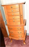 Contemporary Oak Eight drawer jewelry cabinet