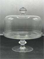 Vintage domed glass cake stand, 10 1/2" h.
