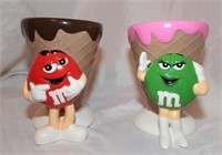 Red & Green M&M His/Hers Ice Cream Cone Bowls