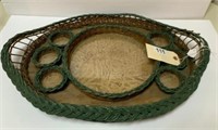 Antique wicker serving tray