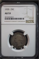 1935 AU53 Washington Silver Quarter