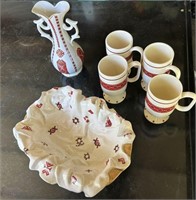 Ukrainian Bread Bowl, Mugs & Vase