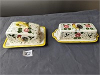 2 Rooster & Roses Butter Dishes