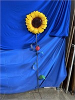 Sunflower and Ladybug Metal Lawn Art 73 inches