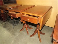 (2X) ANTIQUE DROP SIDE PEDESTAL TABLES