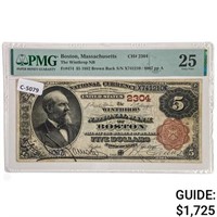 1882 $5 BOSTON, MA CH. #2304 PMG VF-25